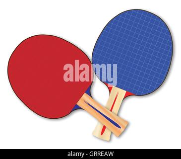 Deux raquettes de tennis de table ou de raquettes sur un fond blanc Illustration de Vecteur