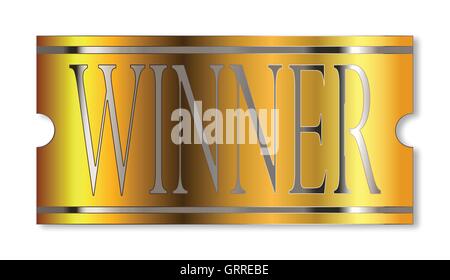 Un ticket gagnant d'or sur un fond blanc Photo Stock - Alamy