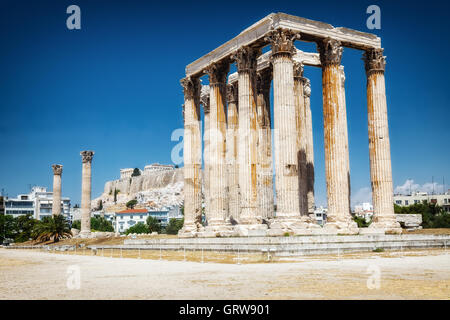 Ancien Temple de Zeus à Athènes Banque D'Images