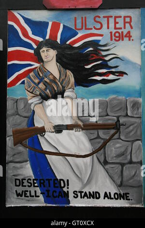 Fresque politique unioniste, Shankill Road, Belfast, Irlande du Nord, Royaume-Uni. Banque D'Images