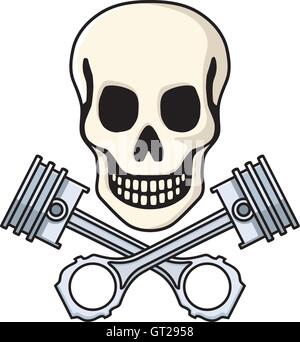Crâne et vecteur conception des pistons Illustration de Vecteur