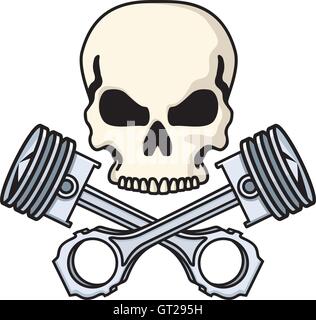 Crâne et vecteur conception des pistons Illustration de Vecteur