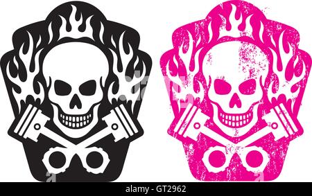 Crâne et vecteur conception des pistons Illustration de Vecteur