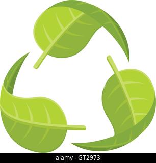 Leaf logo de recyclage. Vector illustration de trois feuilles vertes formant le logo de recyclage. Illustration de Vecteur