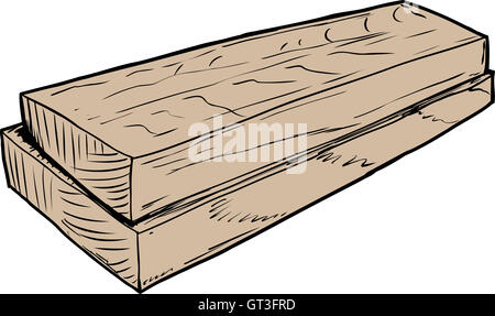 Croquis de deux planches de bois empilés de coupé du bois Banque D'Images