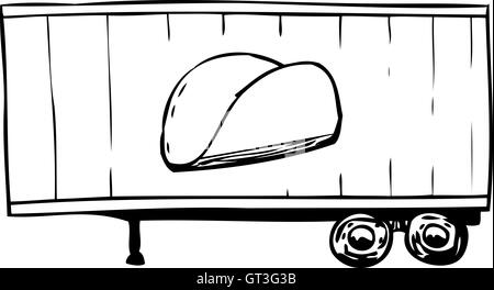 Énoncés doodle de camion remorque avec taco shell sur le côté symbole Banque D'Images