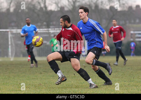 Ladram Bay FC (Bourgogne) vs Regents Park Les Routiers - Hackney & Leyton dimanche Football ligue du Sud au marais, marais de Hackney, Londres - 15/02/15 Banque D'Images