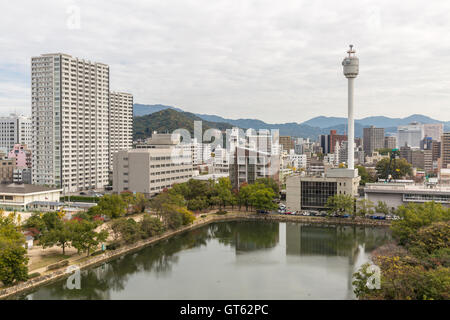 Vue aérienne d'Hiroshima à partir de son château Banque D'Images