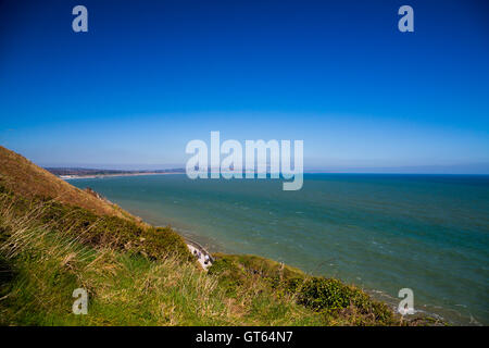 Une vue sur la plage, dans la station balnéaire de Bray dans le comté de Wicklow, Irlande Banque D'Images