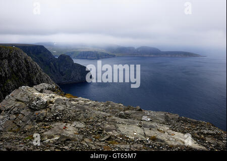 Au milieu de l'été sea mist à Nordkapp Banque D'Images