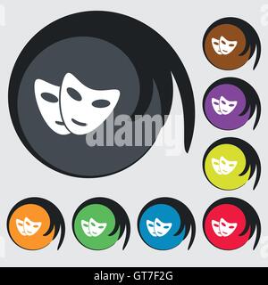 L'icône de masque de signe. Symboles sur huit boutons de couleur. Vector Illustration de Vecteur