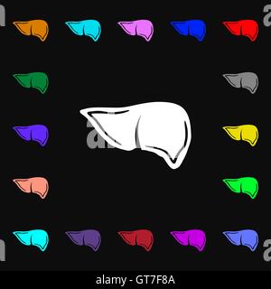 L'icône du foie signe. Beaucoup de symboles colorés pour votre conception. Vector Illustration de Vecteur