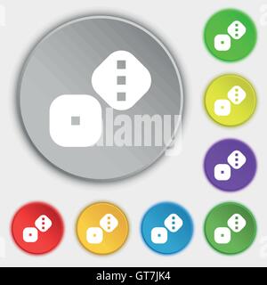 L'icône de cubes dés signe. Symbole sur huit boutons plats. Vector Illustration de Vecteur