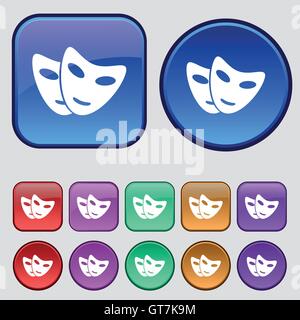 L'icône de masque de signe. Une série de douze boutons vintage pour votre conception. Vector Illustration de Vecteur