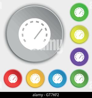 L'icône de l'indicateur de signe. Symbole sur huit boutons plats. Vector Illustration de Vecteur