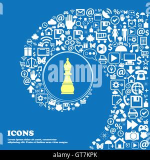 L'évêque d'échecs des symboles. Bel ensemble de belles icônes spirale torsadée dans le centre d'une grande icône. Vector Illustration de Vecteur