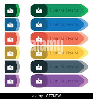 L'icône de l'assurance des biens signe. Ensemble de boutons longue colorée, lumineuse avec des petits modules. Modèle plat Illustration de Vecteur