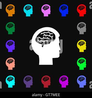 Icône cerveau signe. Beaucoup de symboles colorés pour votre conception. Vector Illustration de Vecteur