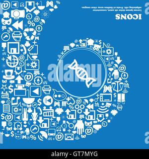 L'icône de l'ADN . Bel ensemble de belles icônes spirale torsadée dans le centre d'une grande icône. Vector Illustration de Vecteur