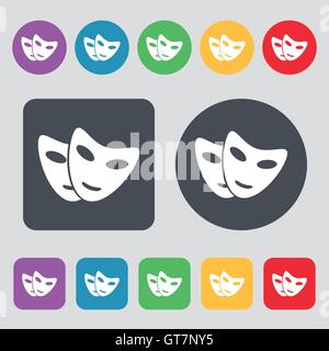 L'icône de masque de signe. Un ensemble de 12 boutons de couleur. Modèle plat. Vector Illustration de Vecteur