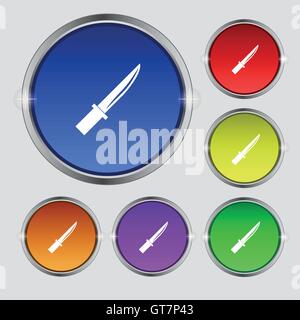 Icône du signe. Le symbole rond sur les boutons de couleurs vives. Vector Illustration de Vecteur