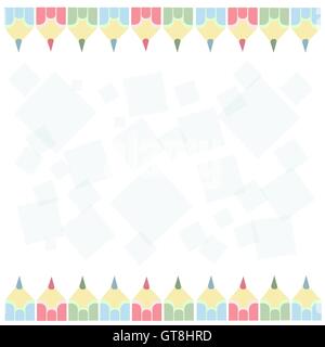 Crayons de couleur sur les bords de l'image Illustration de Vecteur