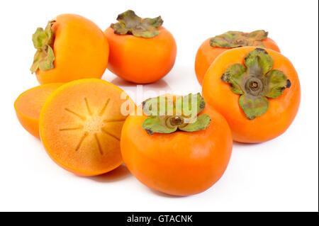 Fresh Fruit kaki sur fond blanc Banque D'Images