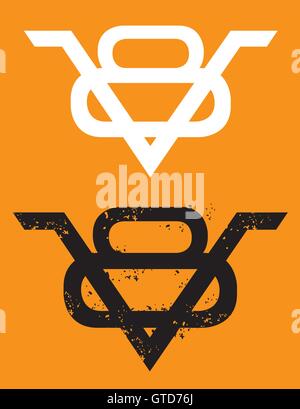 Moteur V8 badge vecteur/emblème avec toutes les deux propres et grunge options. Illustration de Vecteur