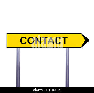 Panneau de flèche conceptuel isolé sur blanc - CONTACT Banque D'Images