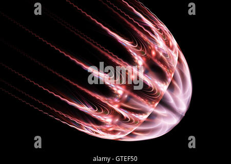 Image fractale sur fond sombre forme un motif de lignes sous la forme d'une méduse. Banque D'Images
