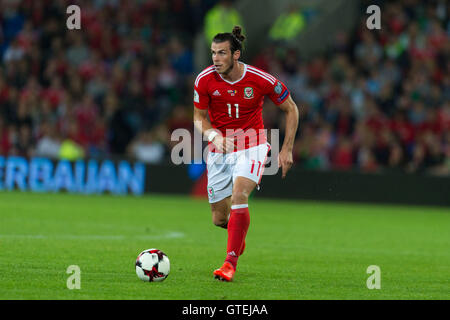 Footballeur gallois Gareth Bale en action pour l'équipe de football du Pays de Galles. Banque D'Images