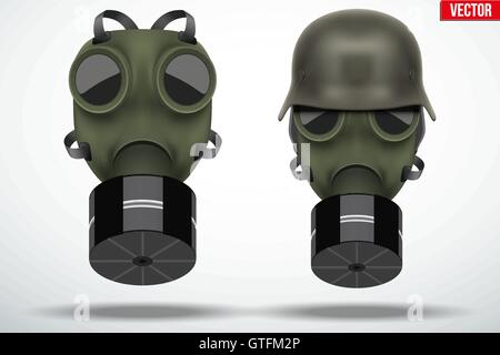 Les casques militaires avec masque à gaz Illustration de Vecteur