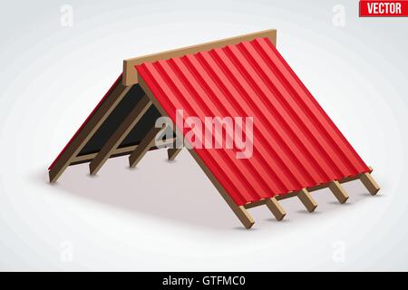 Icône de toit avec couvercle métallique de l'onde Illustration de Vecteur