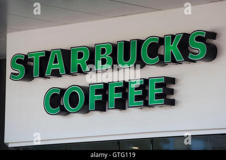 Café Starbucks signe logo. Banque D'Images