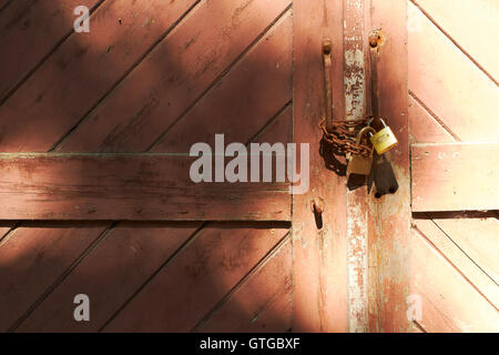 Porte en bois sous clé Banque D'Images