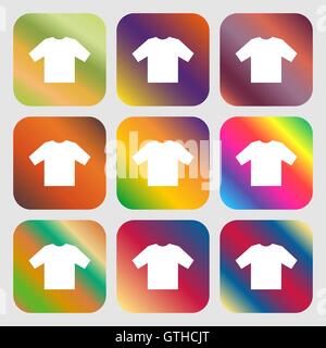 T-shirt icône. 9 boutons avec des dégradés lumineux pour beau design. Vector Illustration de Vecteur