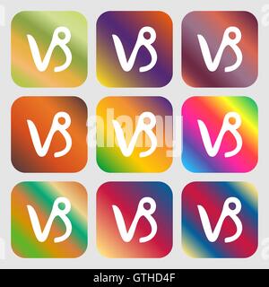 Icône de signe du Capricorne . 9 boutons avec des dégradés lumineux pour beau design. Vector Illustration de Vecteur