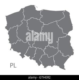 Pologne carte grise vector Illustration de Vecteur