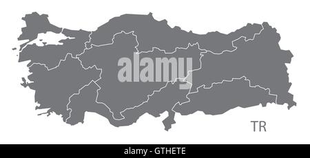 La Turquie carte grise vector Illustration de Vecteur