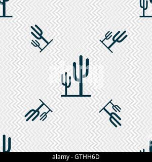 Icône Cactus signe. Motif géométrique transparente avec la texture. Vector Illustration de Vecteur