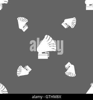 Icône Gramophone. signe. Motif transparente sur un fond gris. Vector Illustration de Vecteur