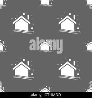 L'icône maison d'hiver signe. Motif transparente sur un fond gris. Vector Illustration de Vecteur