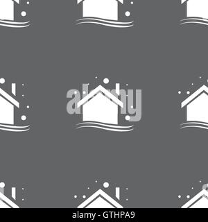 L'icône maison d'hiver signe. Motif transparente sur un fond gris. Vector Illustration de Vecteur