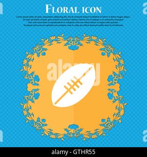 L'icône l'icône de football américain. Design plat floral sur un fond abstrait bleu avec place pour votre texte. Vector Illustration de Vecteur