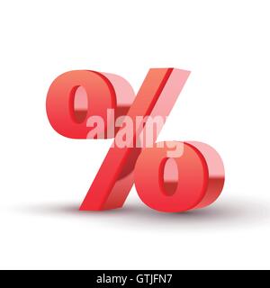 Symbole pourcentage rouge isolé sur fond blanc Illustration de Vecteur