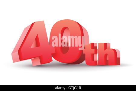 Anniversaire 3d, 40e, isolé sur fond blanc Illustration de Vecteur