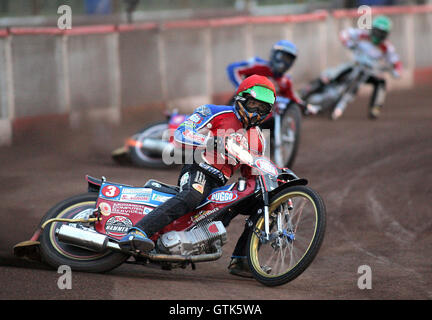 3 - Chaleur Kasprzak (rouge), Lanham (bleu), Richardson (vert) - Lakeside Hammers contre Swindon Robins - Sky Sports Ligue élite à Purfleet, Arena Essex - 17/08/07 Banque D'Images