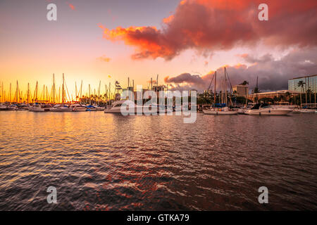 Le port d'Ala Wai Honolulu Banque D'Images