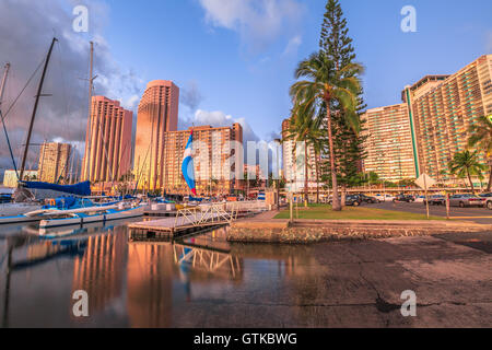 Le port d'Ala Wai Honolulu Banque D'Images