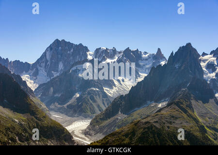 Grand Jorasses et Mer de Glace vu du Lac Blanc, Chamonix Banque D'Images